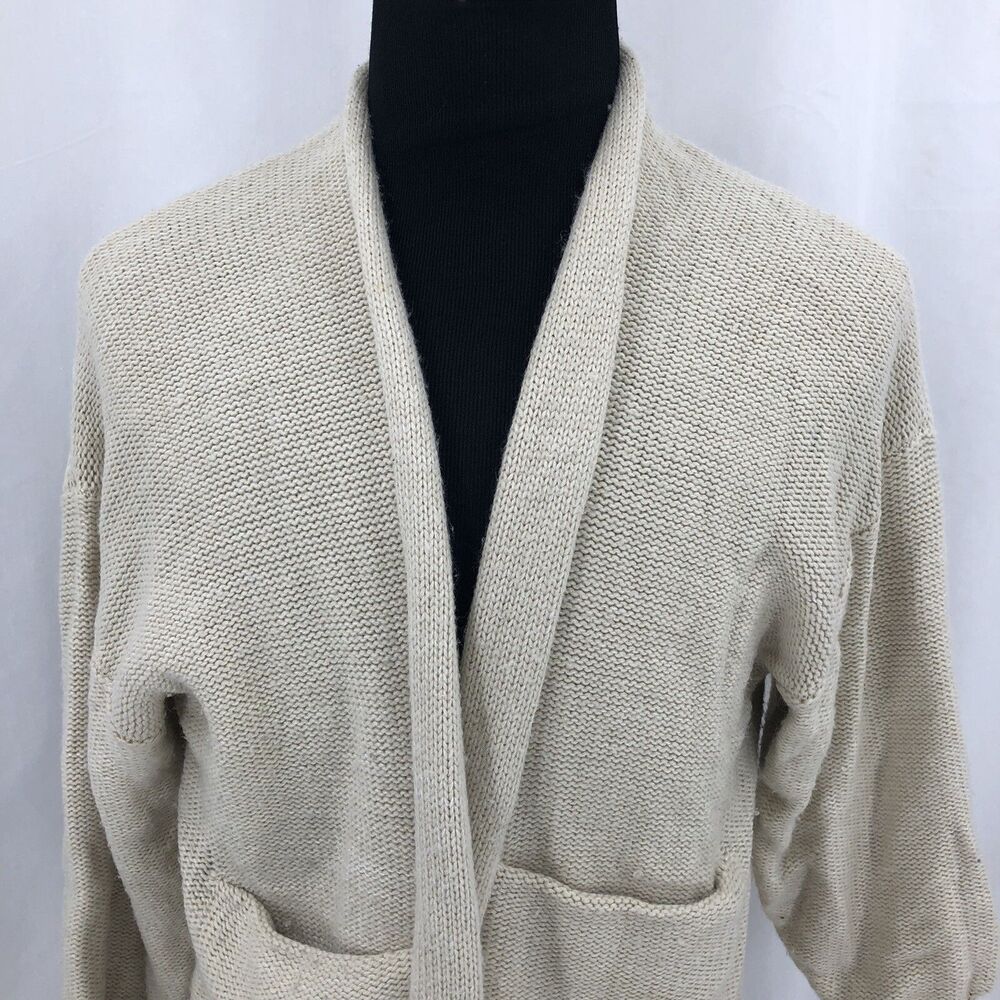 Urban Outfitters Long Sleeve Ivory Knit Open Front Cardigan Sweater Small